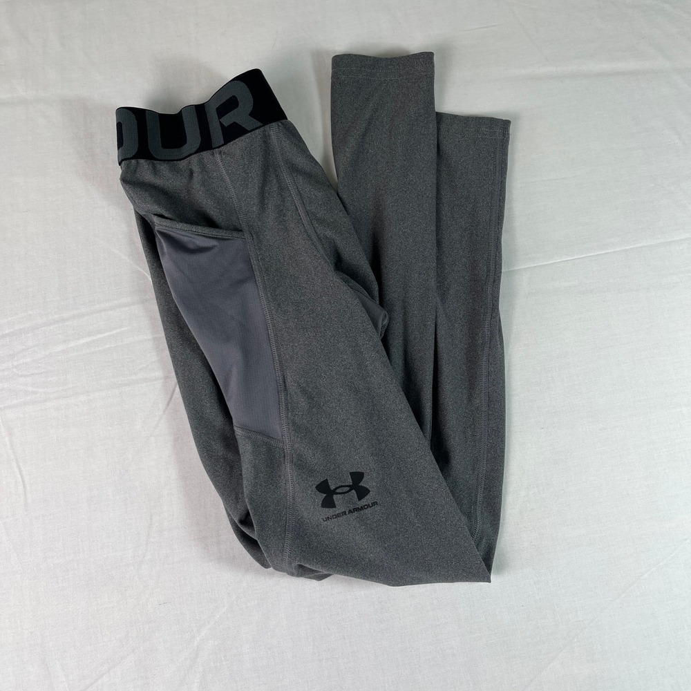 Under Armour Compression Leggings Mens Medium Gray HeatGear Side Pocket
